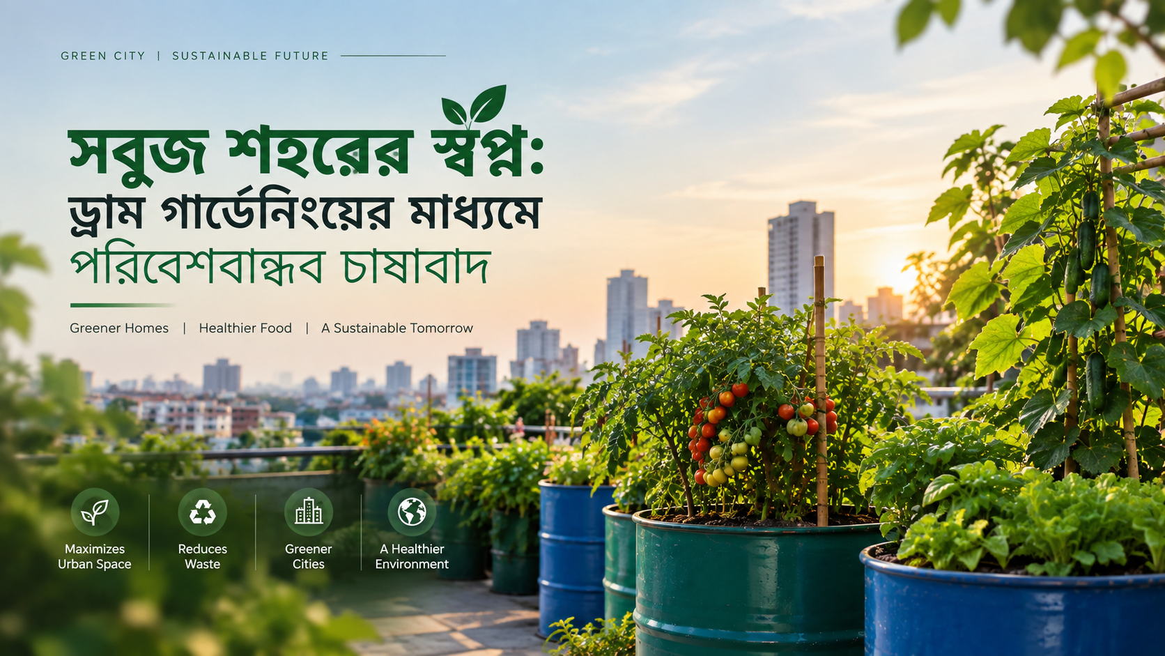 সবুজ শহরের স্বপ্ন: ড্রাম গার্ডেনিংয়ের মাধ্যমে পরিবেশবান্ধব চাষাবাদ